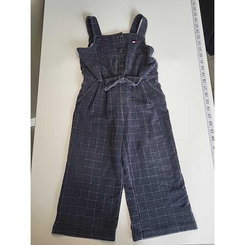 Tommy Hilfiger Girl's Logo Jumpsuit Navy Pink Whiteโ Checker Size 4T
